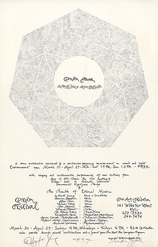 marian zazeela poster designs for the dream house, la monte young